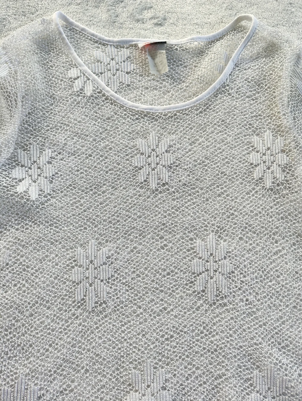 Wild Cat Sheer Crochet Knit Long Sleeve Top - White - Picture 6 of 8
